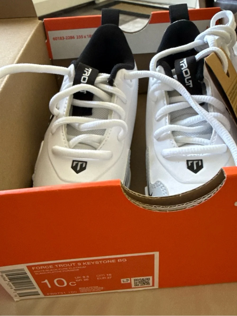 Nike Kids White and Black Cleat Sneakers